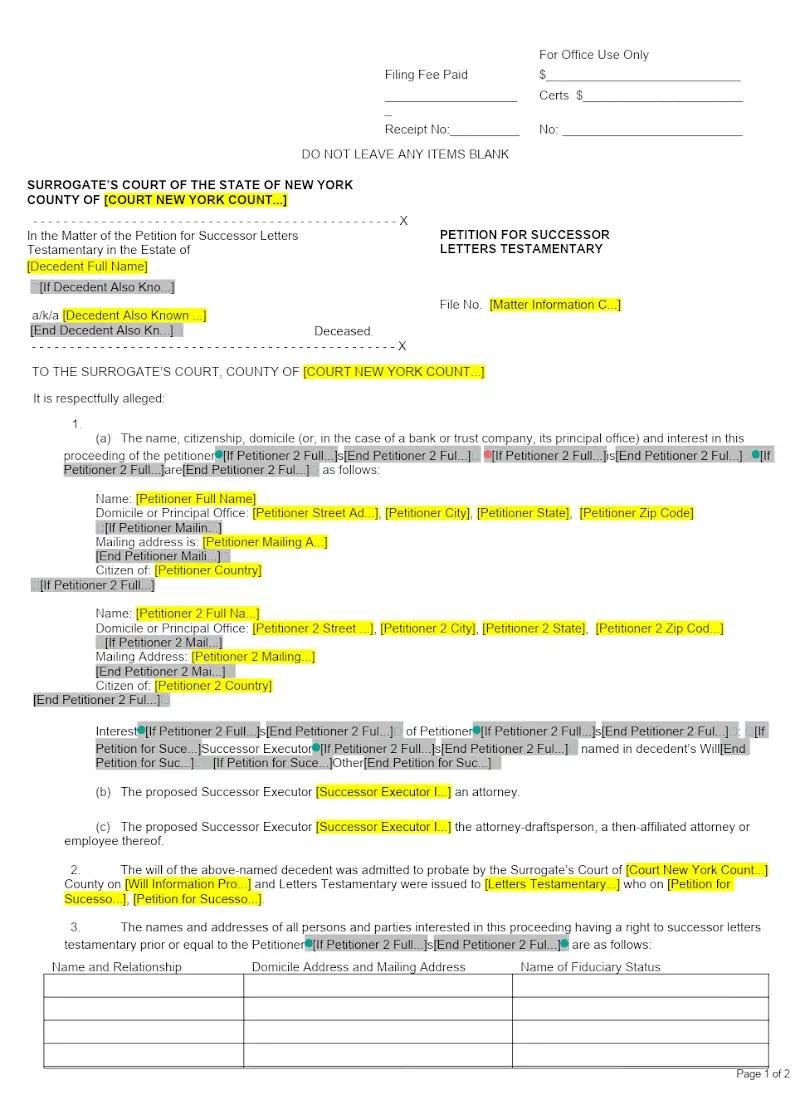 Successor Letters Testamentary