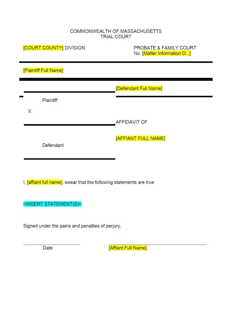 Blank Affidavit