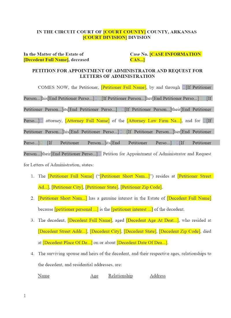 Petition for Appointment of Administrator (Form 2)