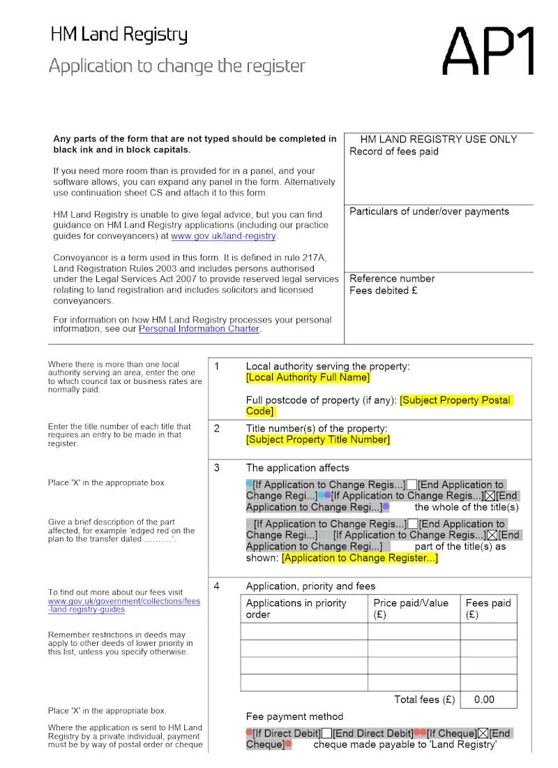Application to Change Register (AP1)