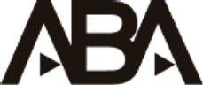 Stylized dark gray letters ABA with triangular elements.