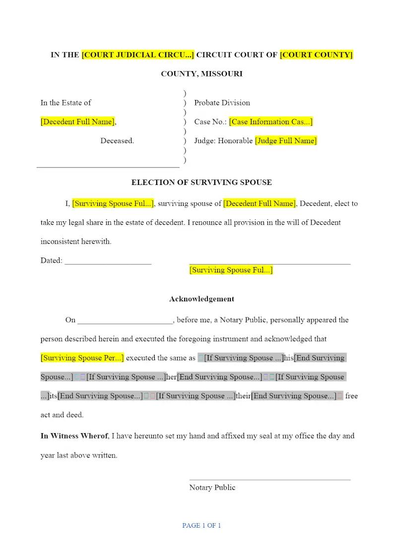 Election of Suriving Spouse (PR 75)