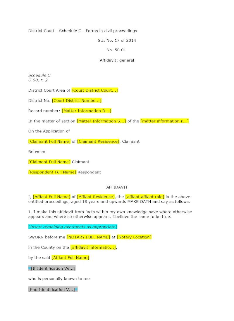 General Affidavit (50.01)