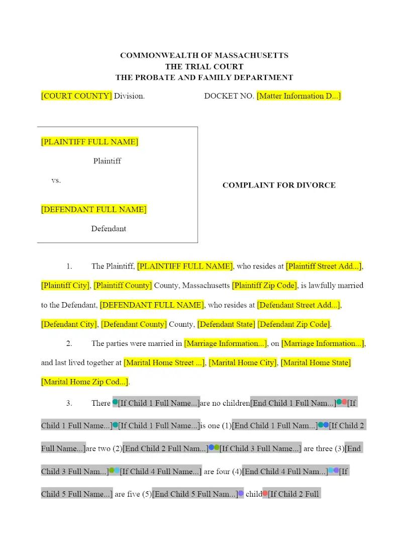 Complaint for Divorce