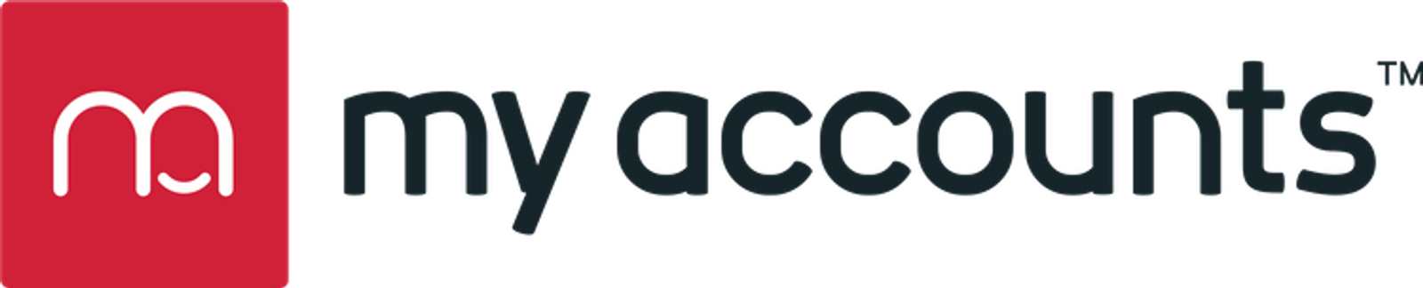 My Accounts logo with a red square icon featuring a white "ma" monogram, next to the dark text "my accounts".