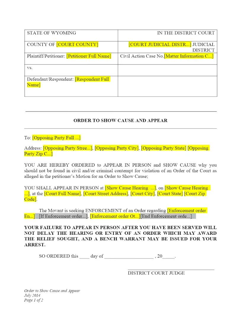 Order to Show Cause (OSC06)