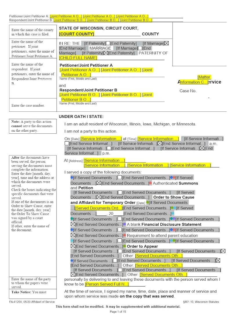 Affidavit of Service (FA-4120V)