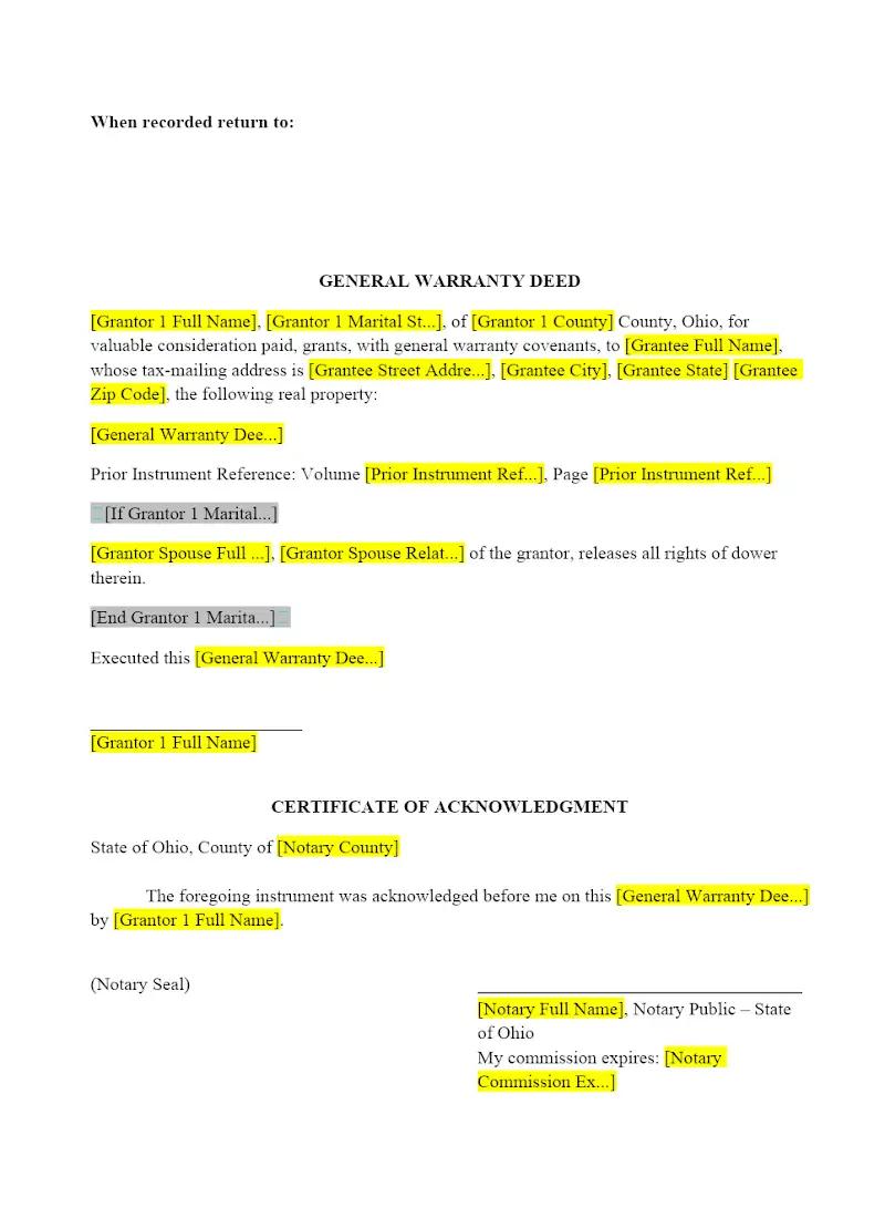 General Warranty Deed