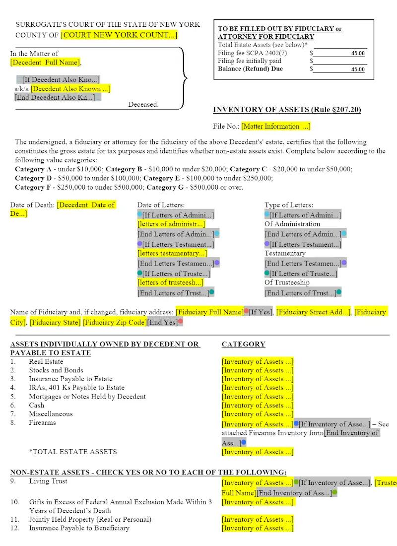 Inventory of Assets (Rule 207.20)