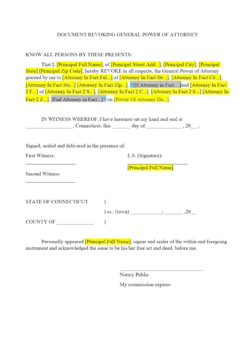 Document Revoking General Power of Attorney