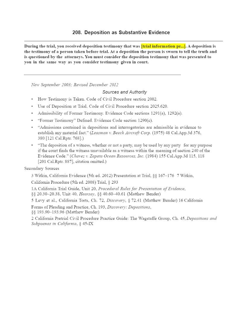 Deposition as Substantive Evidence