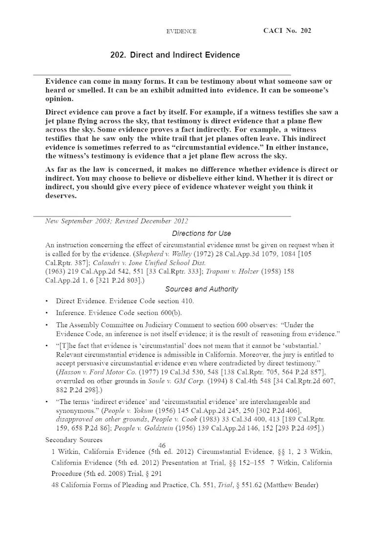 Direct and Indirect Evidence