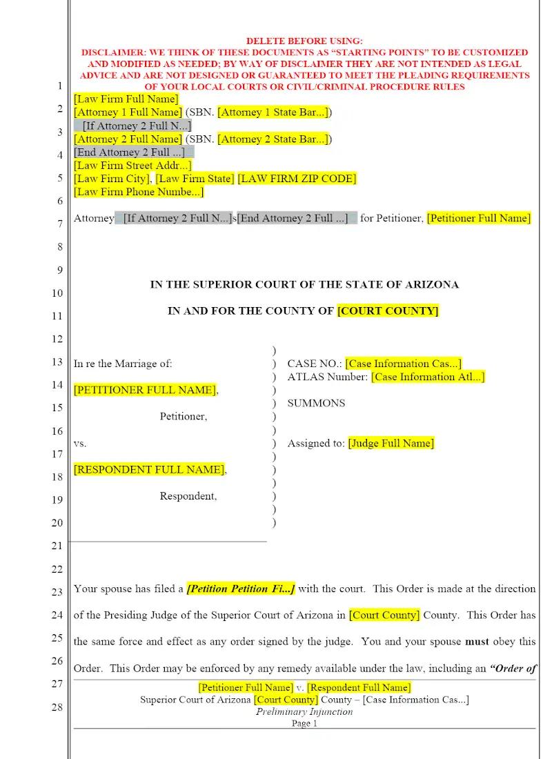 Arizona Preliminary Injunction
