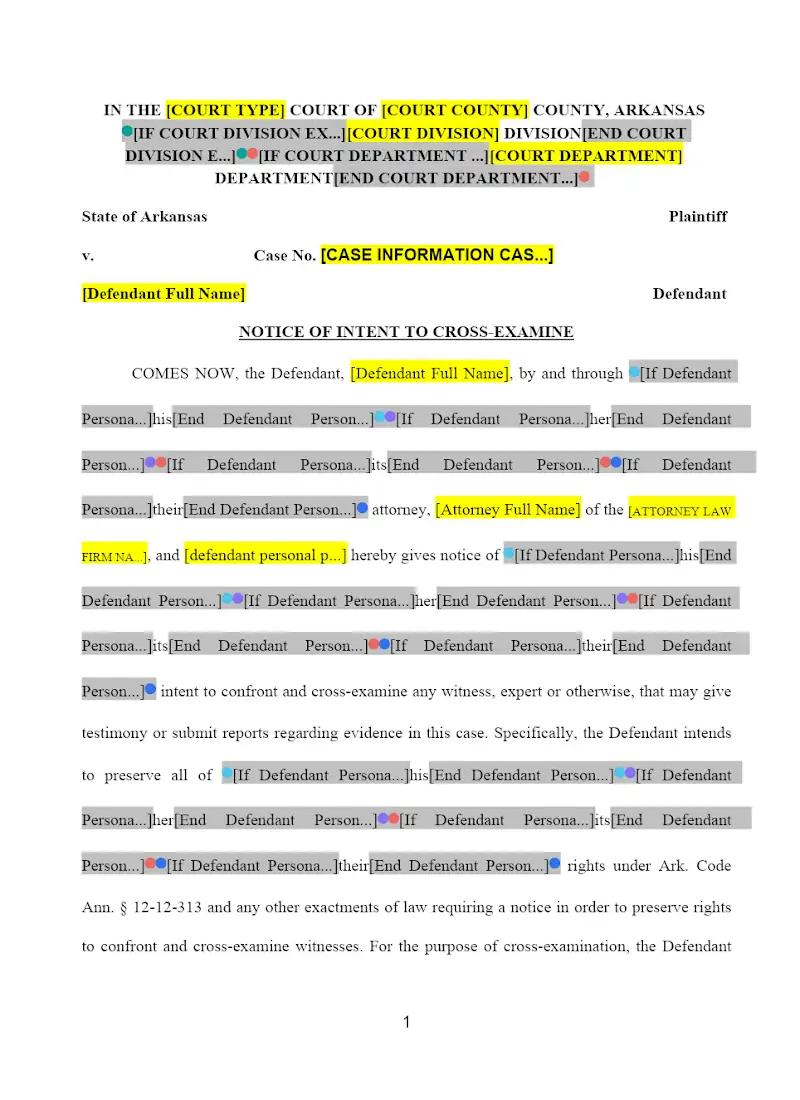 Notice of Intent to Cross Examine