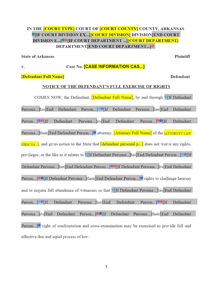 Notice of Full Exercise of Rights