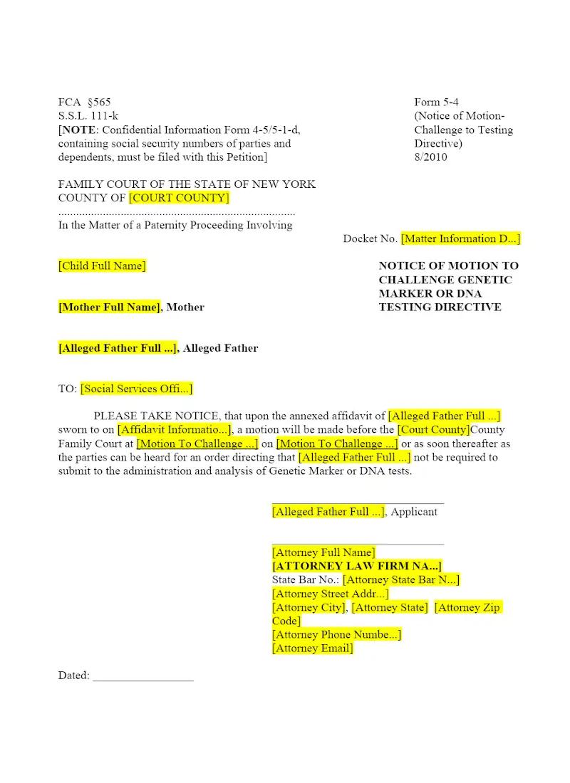 Motion to Challenge DNA (5-4)