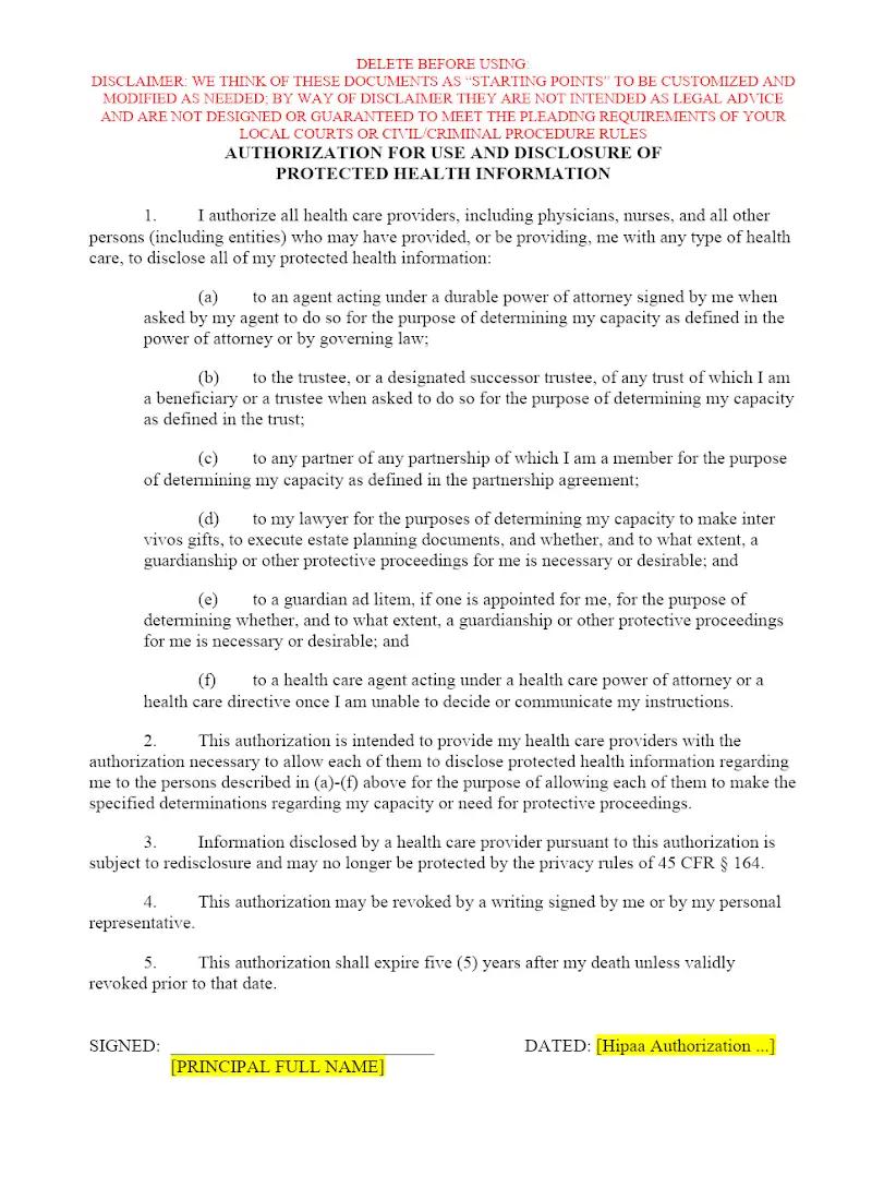 HIPAA Authorization (1-page)
