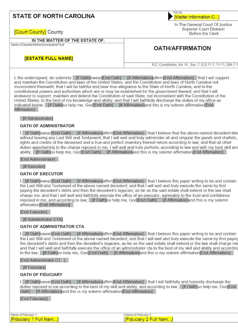 Oath/Affirmation (AOC-E-400)