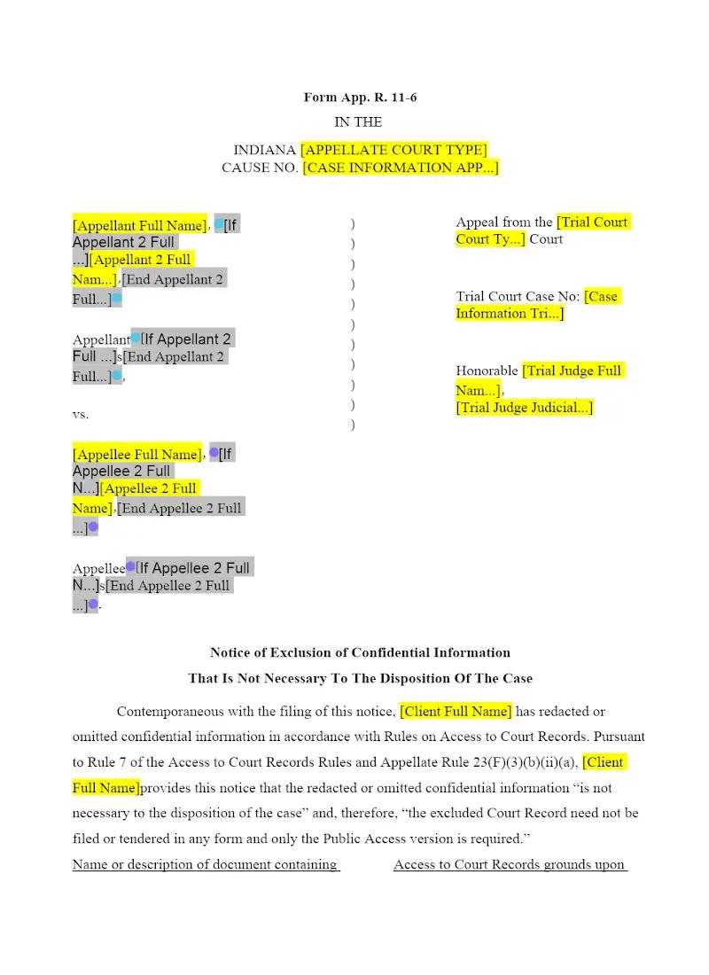 Notice of Exclusion of Confidential Info (11-6)