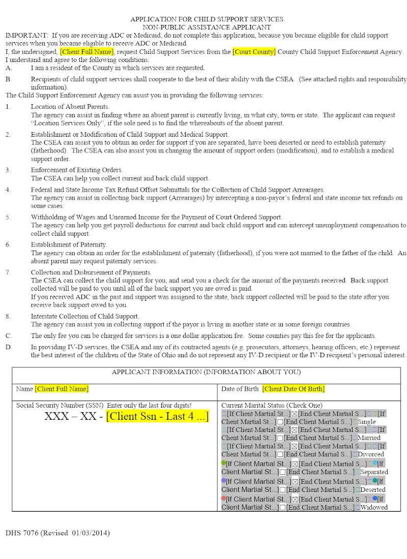 IV-D Application (DHS 7076)