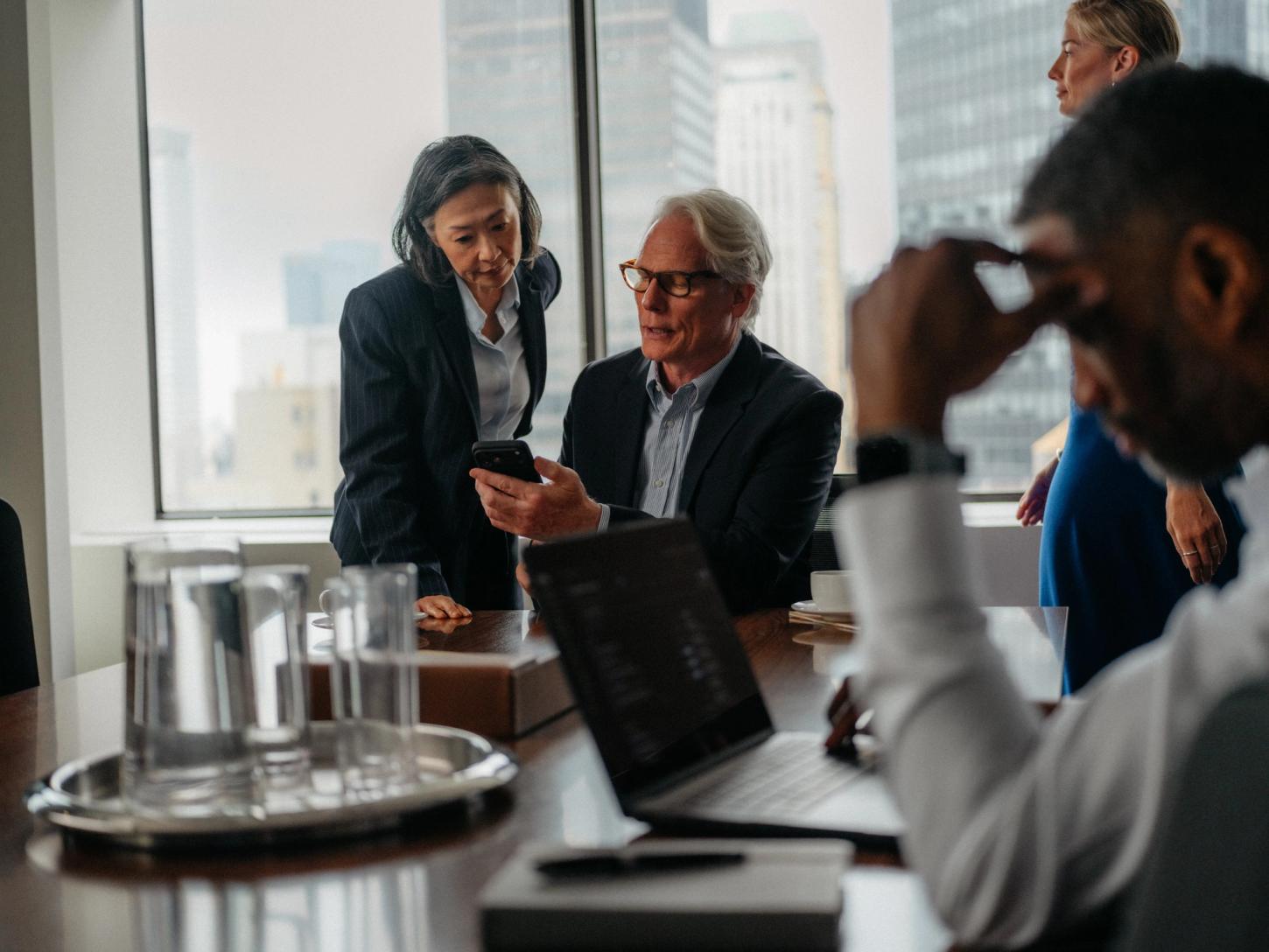 A legal team meeting around a conference table