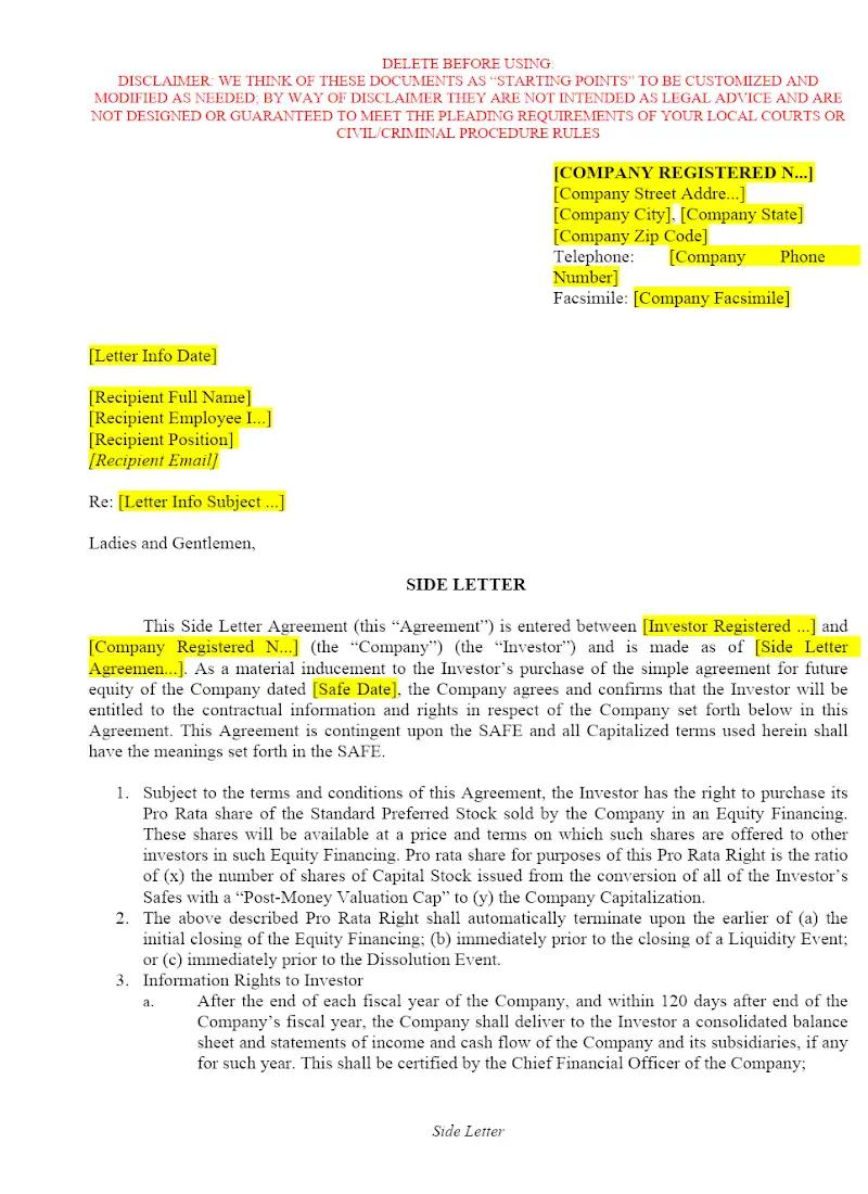 Side Letter