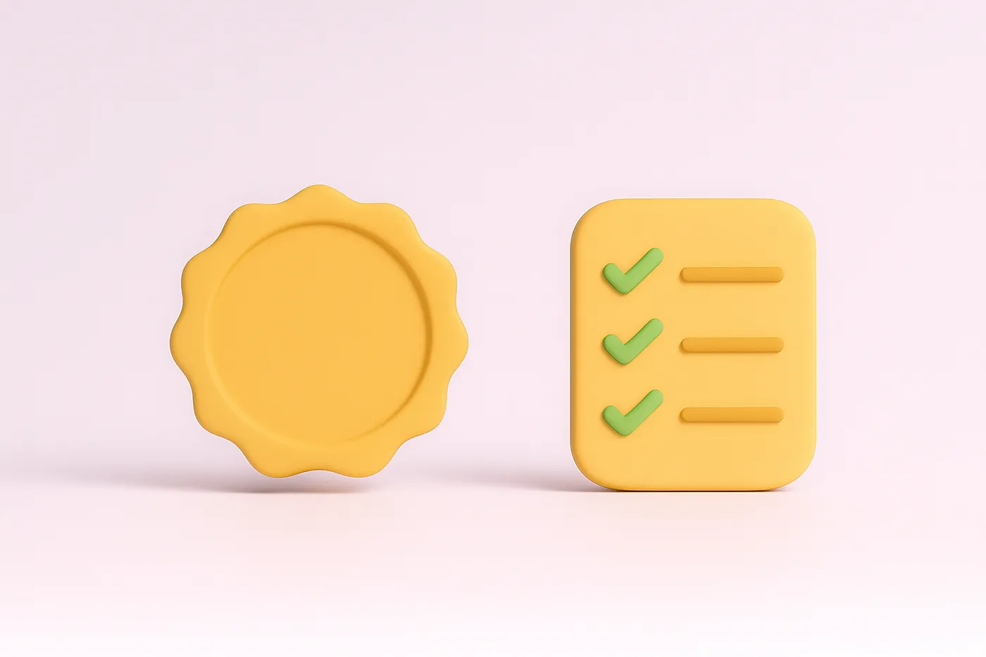 Two blank round badges representing two different scoring philosophies