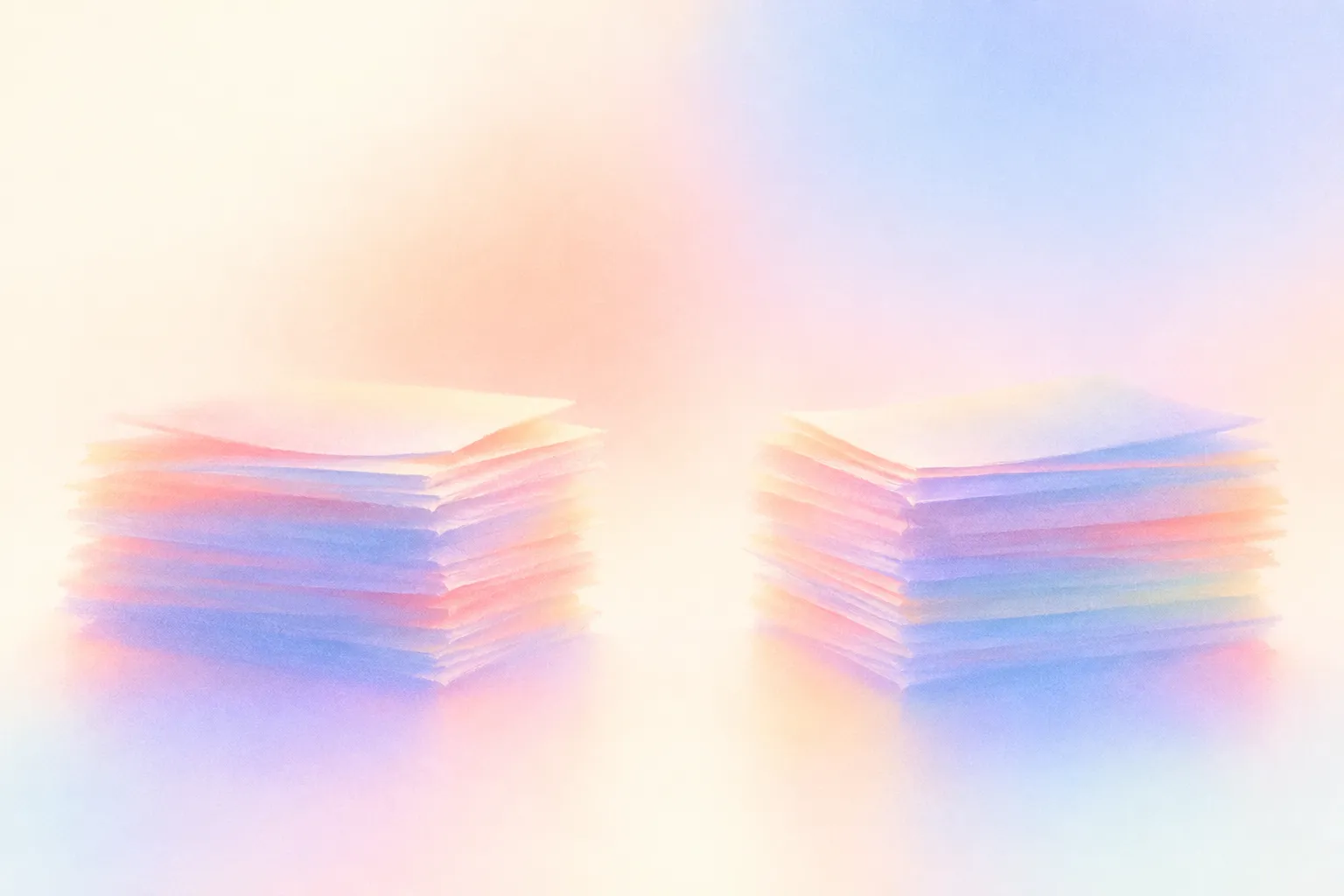 Illustration of two separate piles of scientific papers with an empty space between them