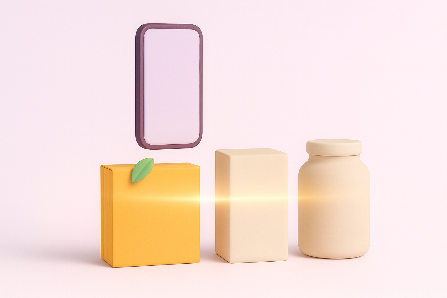 A smartphone scanning blank pantry products on a shelf