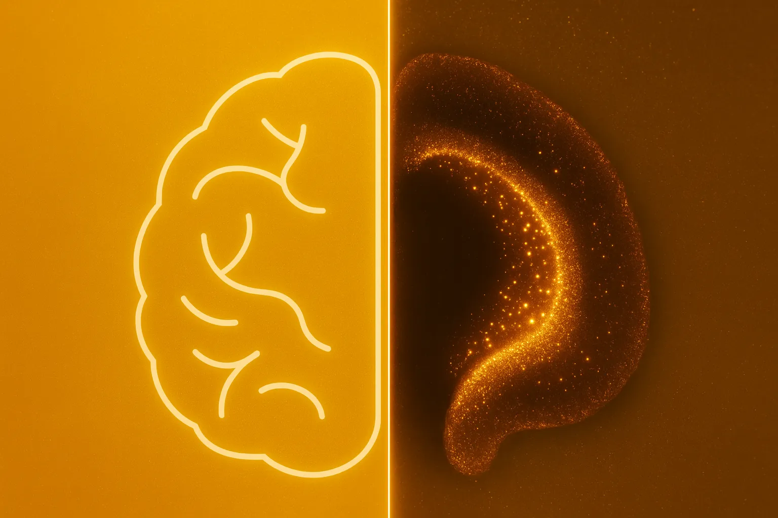 Illustration contrasting an active rat hippocampus with an unlit human brain outline, representing the evidence gap between animal and human data