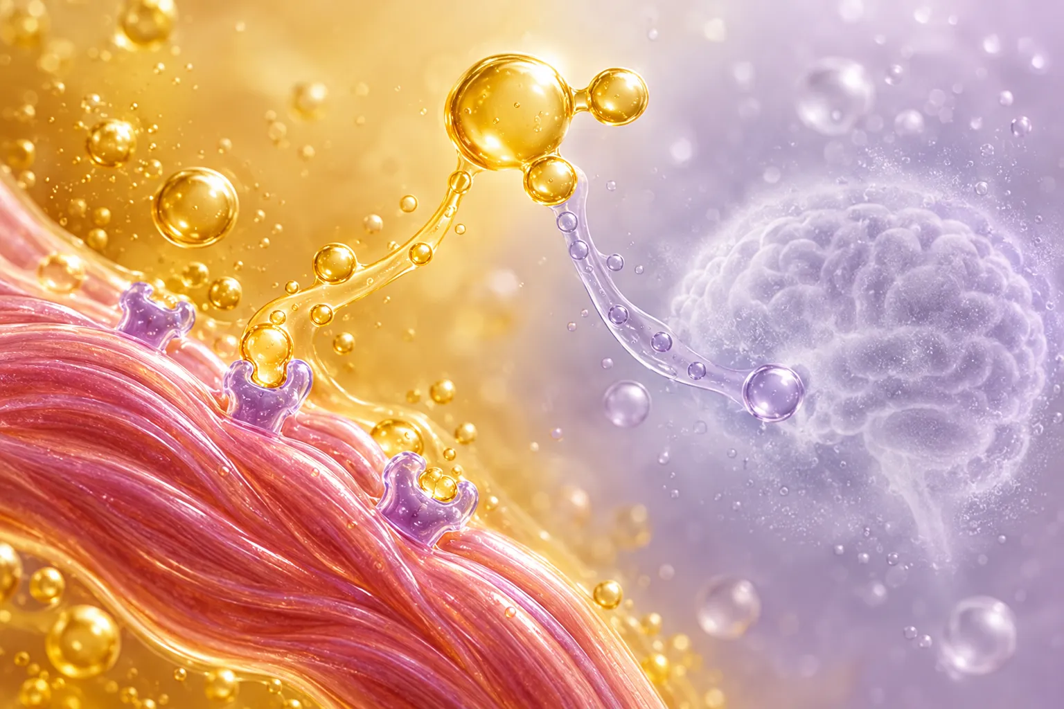 Illustration of one molecule following two very different paths of scientific certainty, one mechanistic and clear, one speculative and unresolved