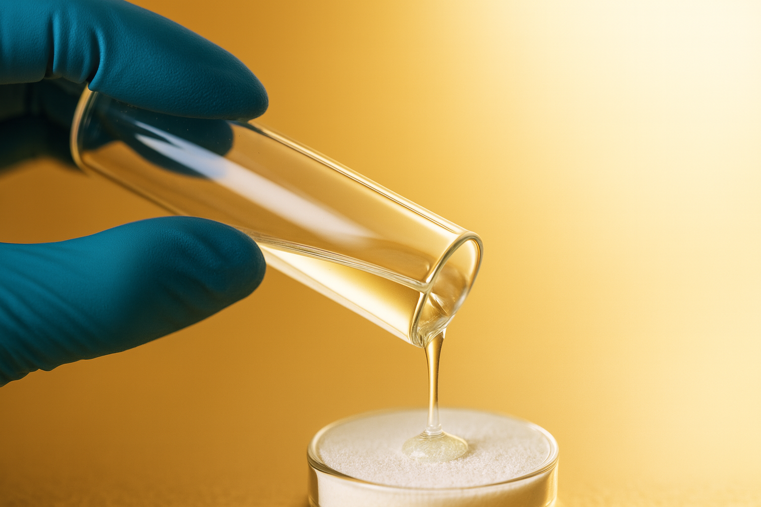 Diluent running down the inner wall of a peptide vial onto the powder cake