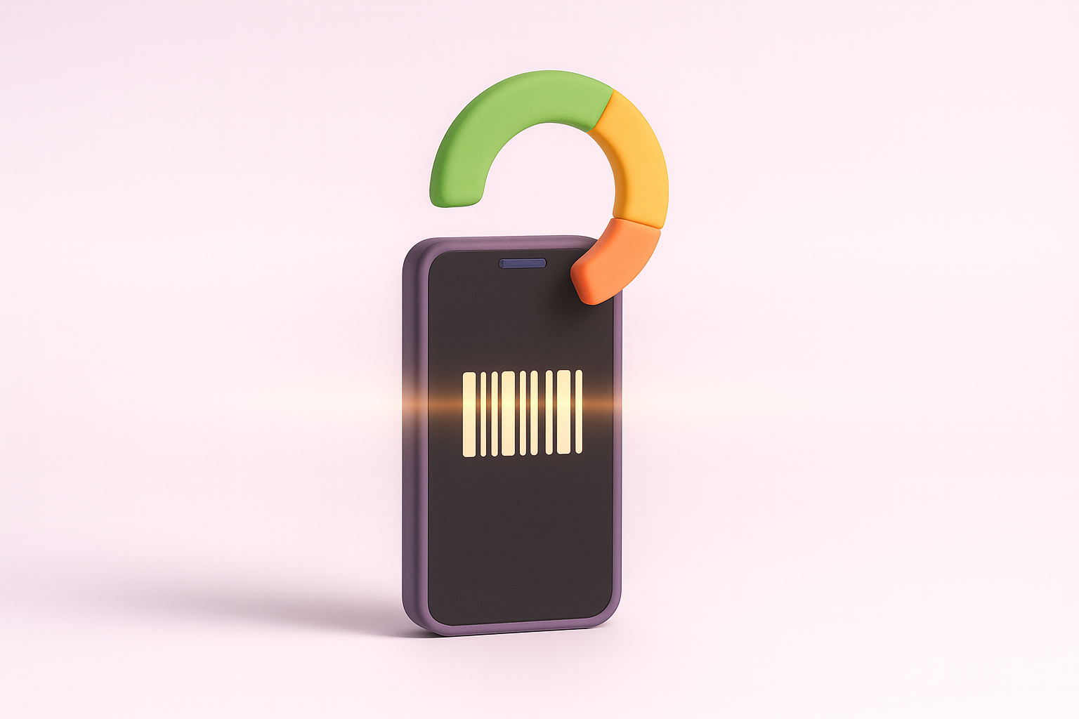 A phone scanning a barcode beneath a three-part circular score dial