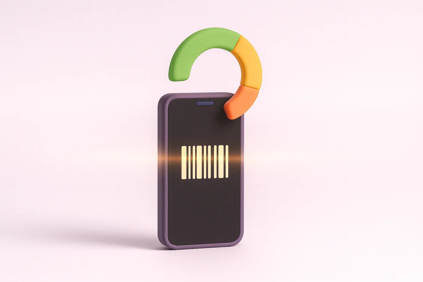 A phone scanning a barcode beneath a three-part circular score dial