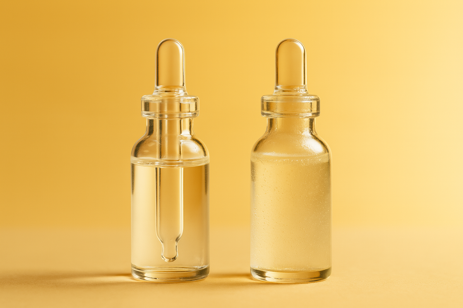 A clear peptide solution beside a hazy one showing visible aggregation