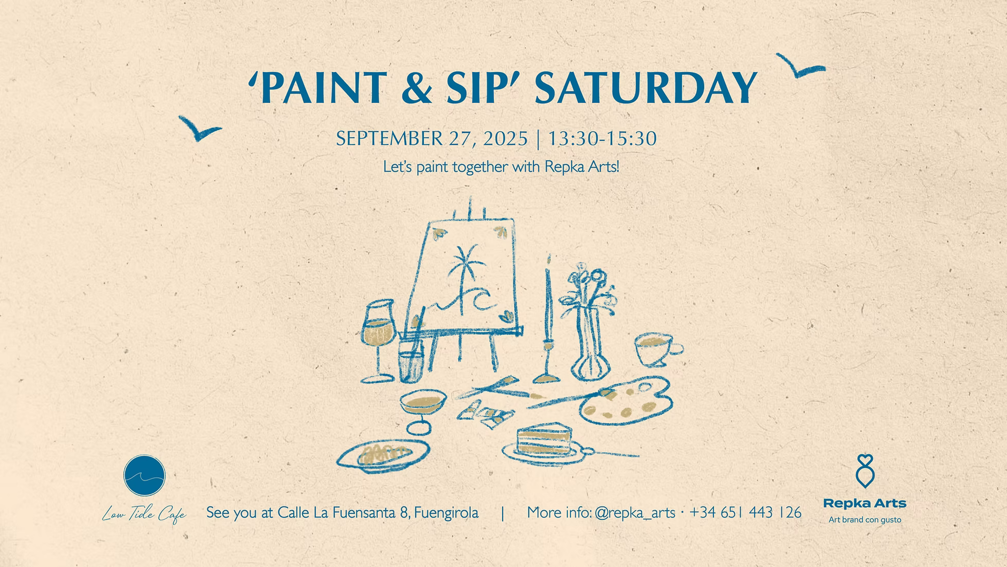 Paint and Sip Sep 27 - Low Tide Café Fuengirola