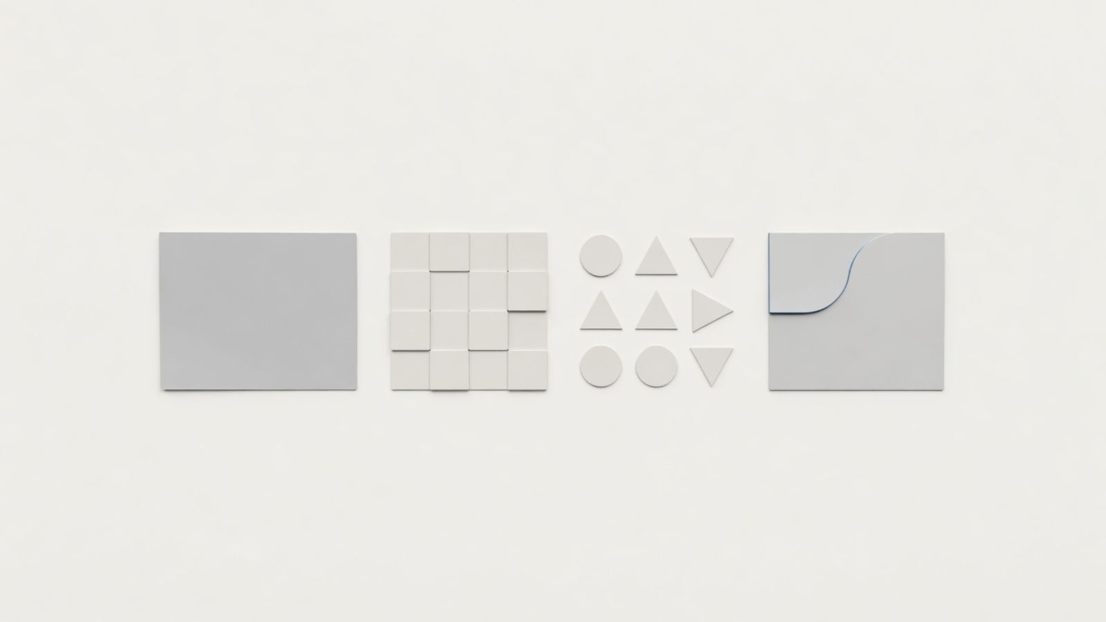 Abstract editorial illustration of four design tools