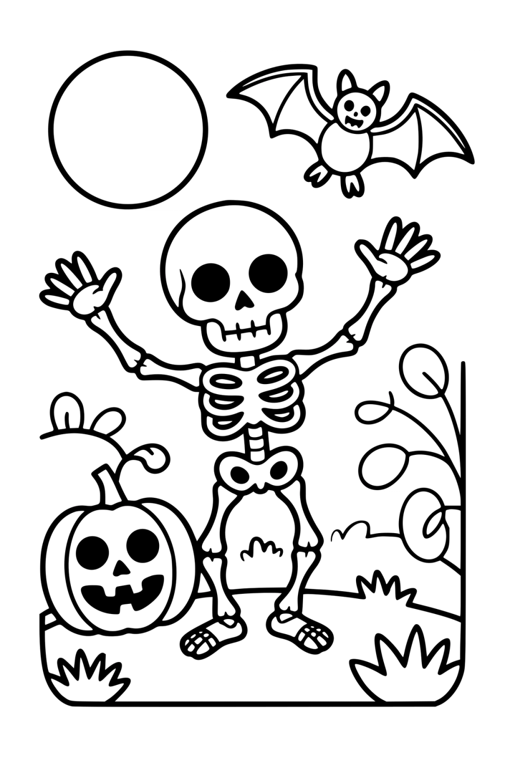 halloween skelet kleurplaat om gratis te printen
