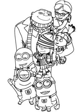 kleurplaat minions samen met gru