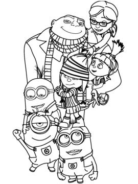 kleurplaat minions samen met gru