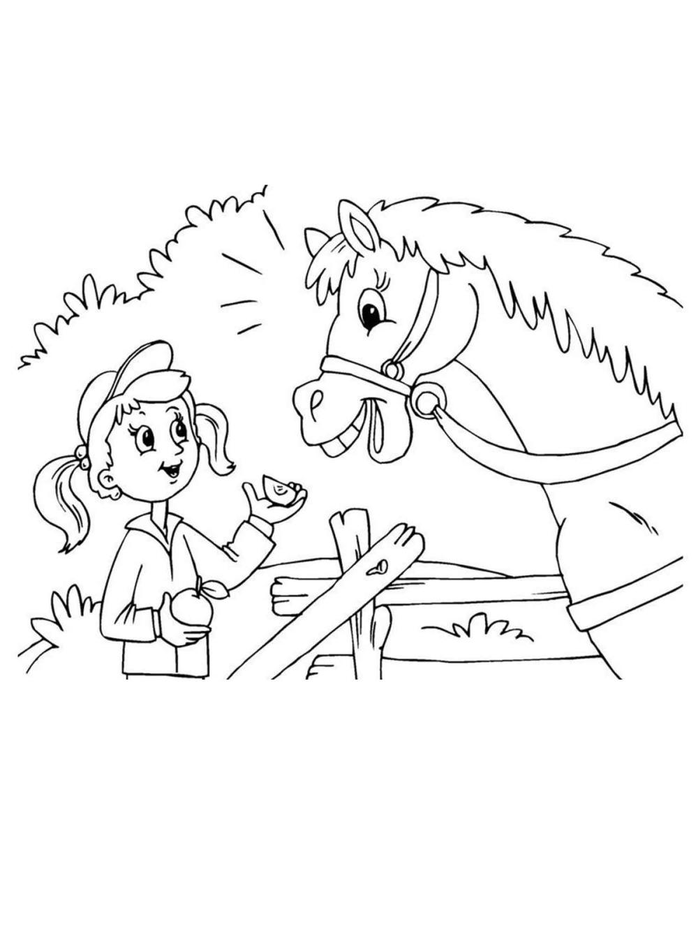 Meisje met paard kleurplaten