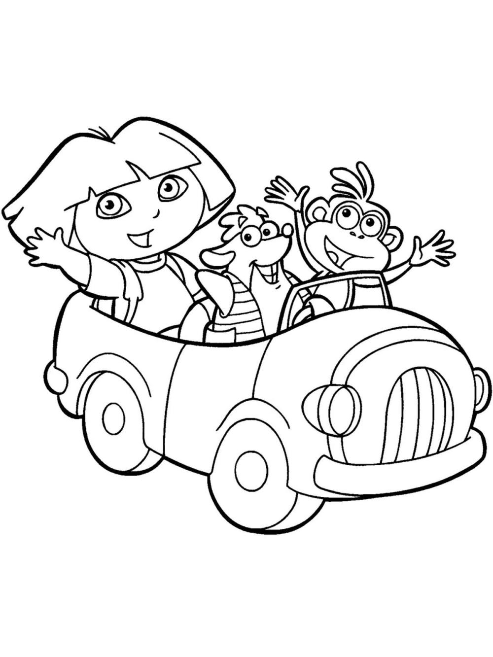 kleurplaat dora auto