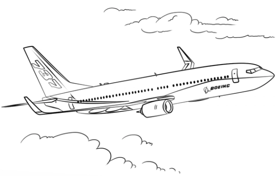 kleurplaat vliegtuig boeing 737