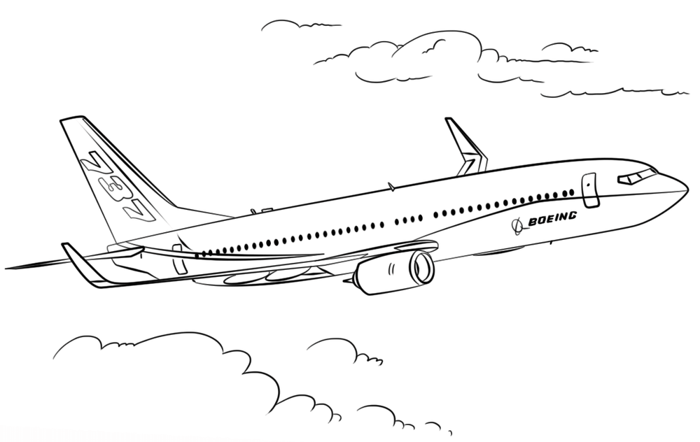 kleurplaat vliegtuig boeing 737