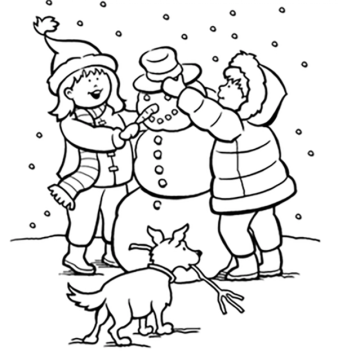 kleurplaat sneeuwman