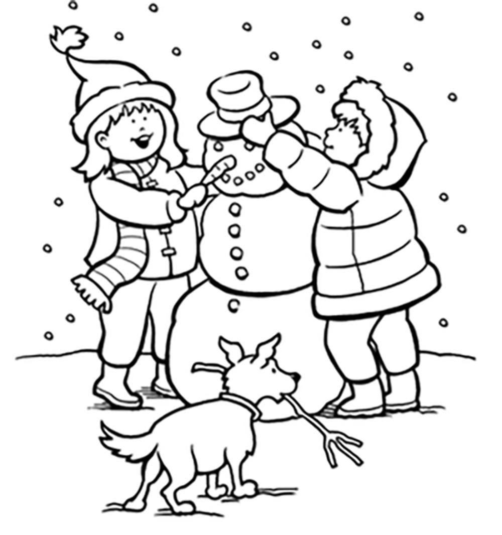 kleurplaat sneeuwman