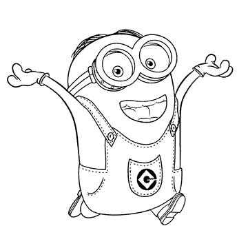 Minions kleurplaat vrolijk
