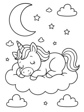 kleurplaat slapende unicorn