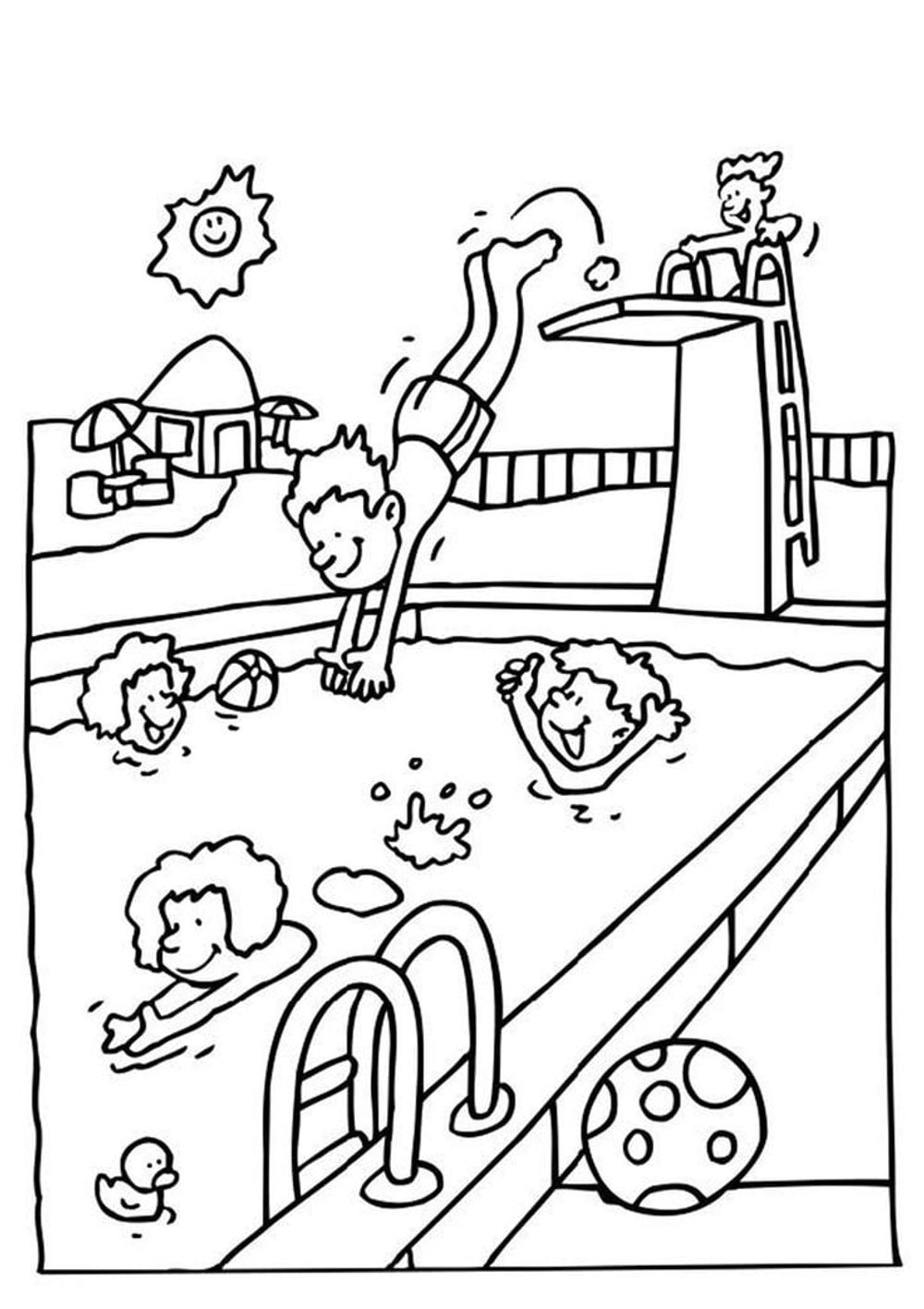 kleurplaat zwembad
