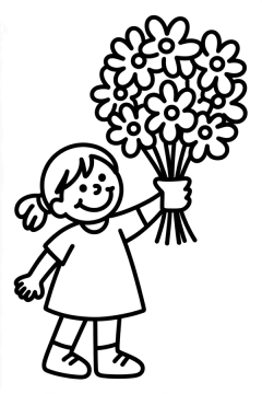 moeder met bloemen kleurplaat om gratis te printen
